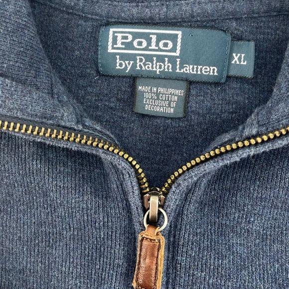 Polo Ralph Lauren Men's Blue Cotton 1/4 Zip Pullover Sweater XL - Picture 5 of 8